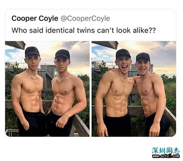 谁说同卵双胞胎不像呢？颜值太高，身材肌肉完美